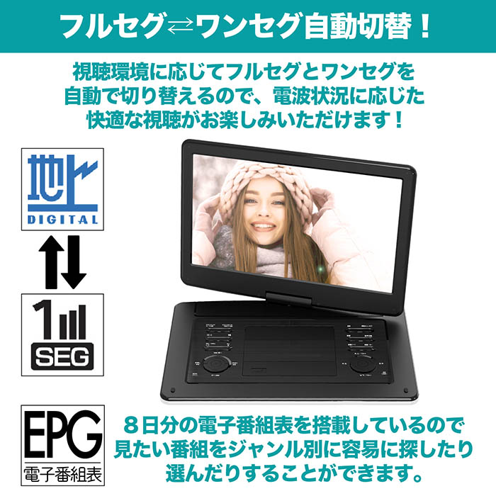 楽天市場】累計販売数10000台突破！ポータブルDVD 15.6インチ 地デジ