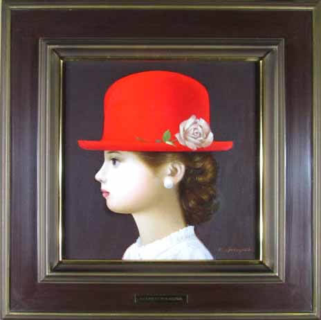 楽天市場】深沢邦朗 赤い帽子 バラ一輪 油彩4号S : ギャラリーダッド