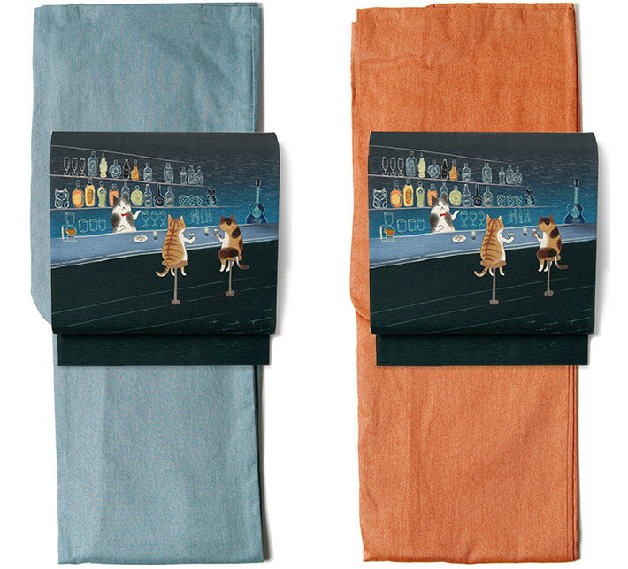 楽天市場】【10%OFFクーポン配布中】京袋帯 WAKKA ねこ酒Bar ネイビー