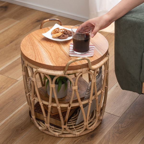 楽天市場】サイドテーブル 収納付き ナイトテーブル ミニテーブル 円形