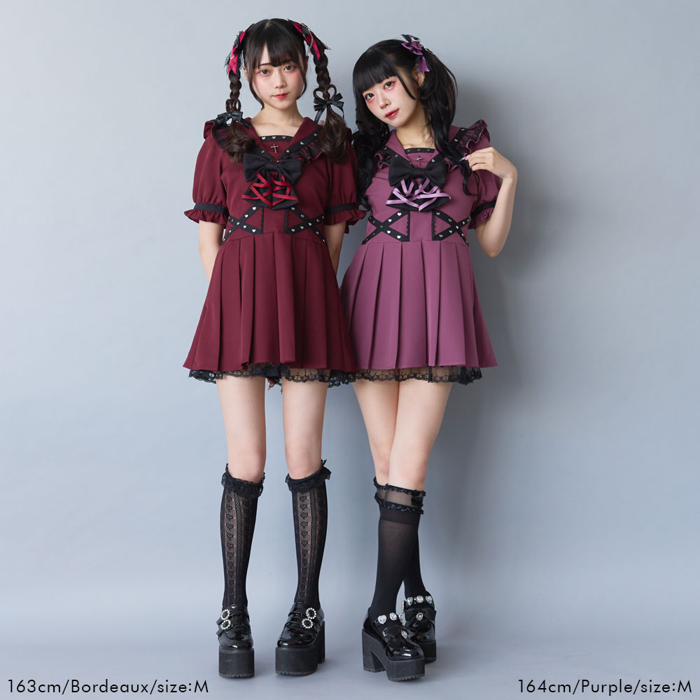 楽天市場】十字架レースフリルハートクロスベルトセーラーワンピース