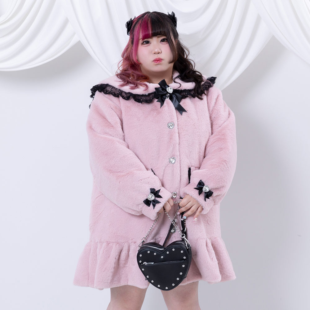 楽天市場】バックレースアップビジューセーラーファーコート