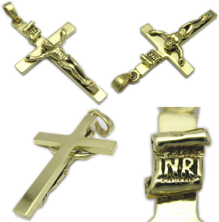 楽天市場】ゴールドキリストロザリオクロスペンダントS 真鍮 十字架聖