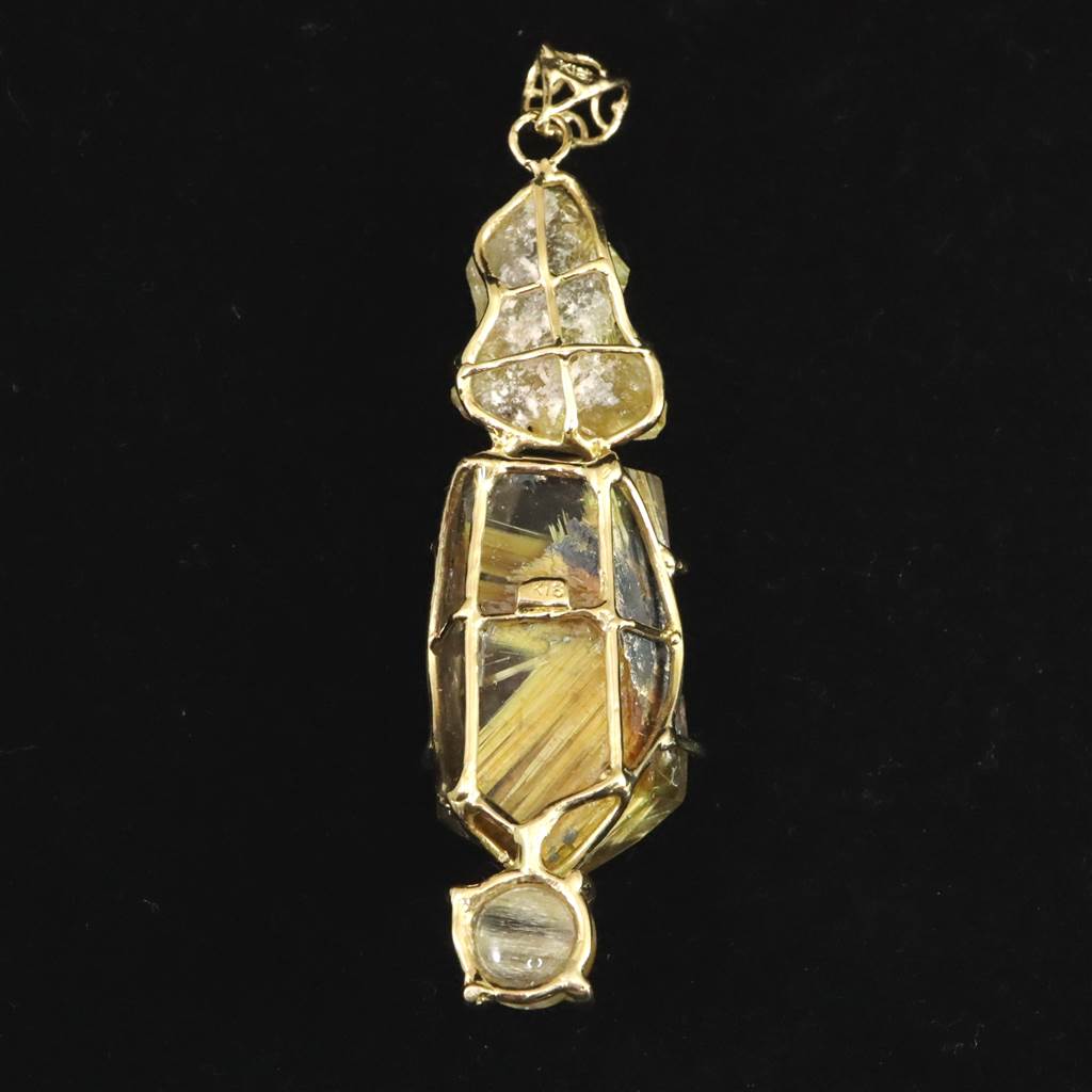 楽天市場】タイチン＆ゴールドルチルクォーツ ペンダントトップ K18YG