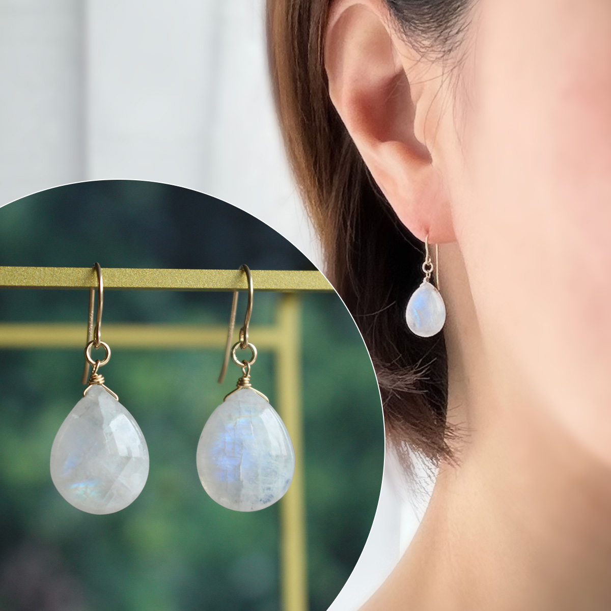 楽天市場】レインボームーンストーン 大粒 プレーン ピアス 虹色