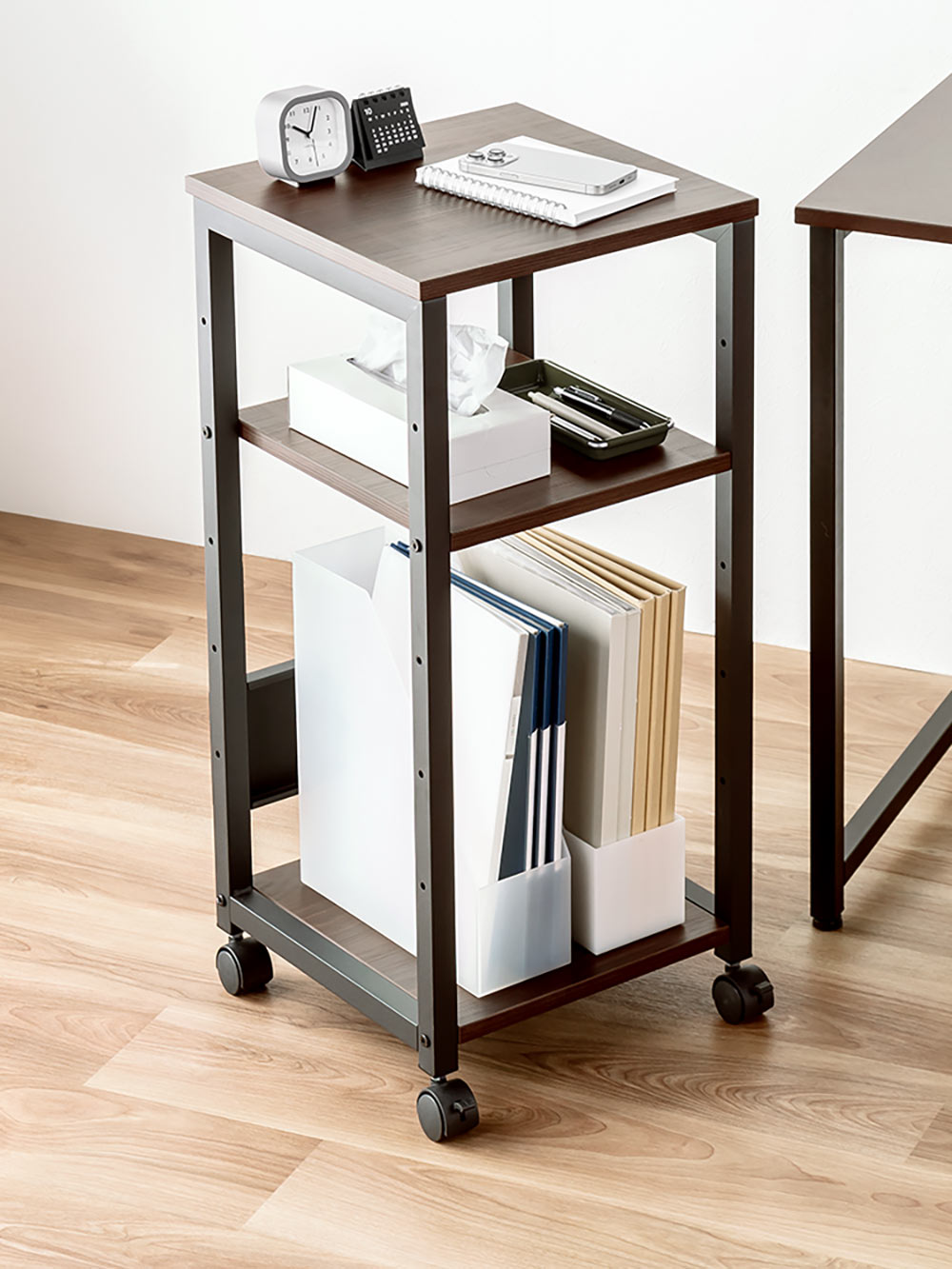 楽天市場】サイドテーブル キャスター 移動式 3段 収納 木製 マルチ