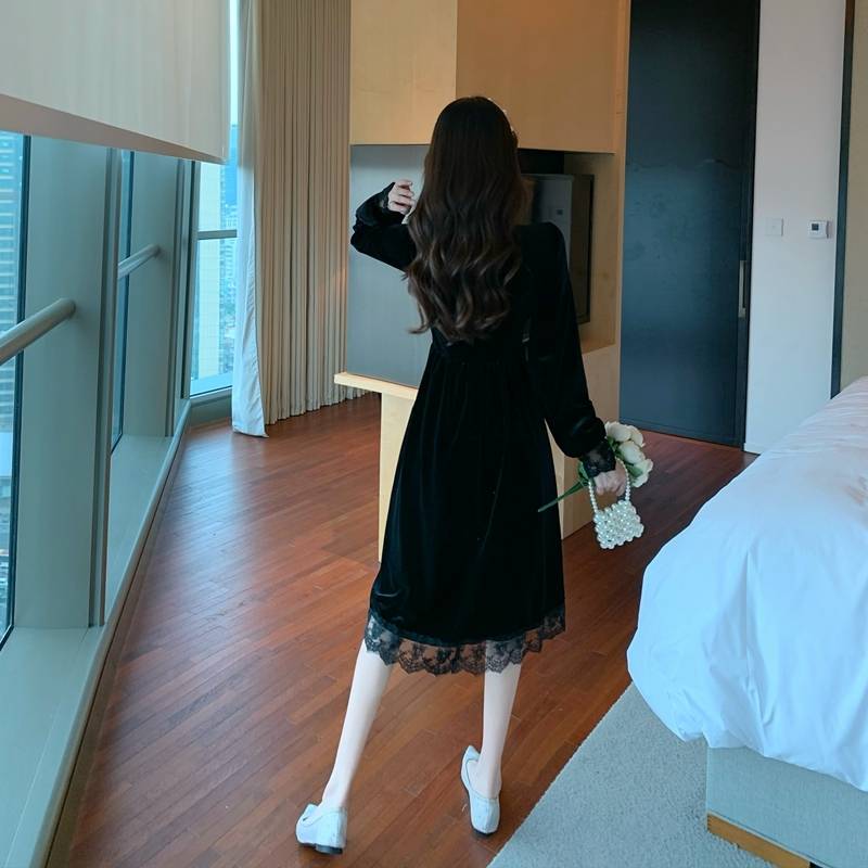 楽天市場】ベロア ワンピース レディース 送料無料 ミモレ丈