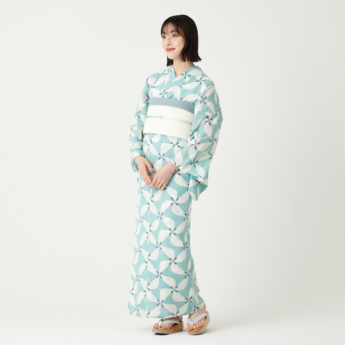 楽天市場】浴衣単品「 風車 」公式 ふりふ ゆかた 大人 水色 ブルー 白