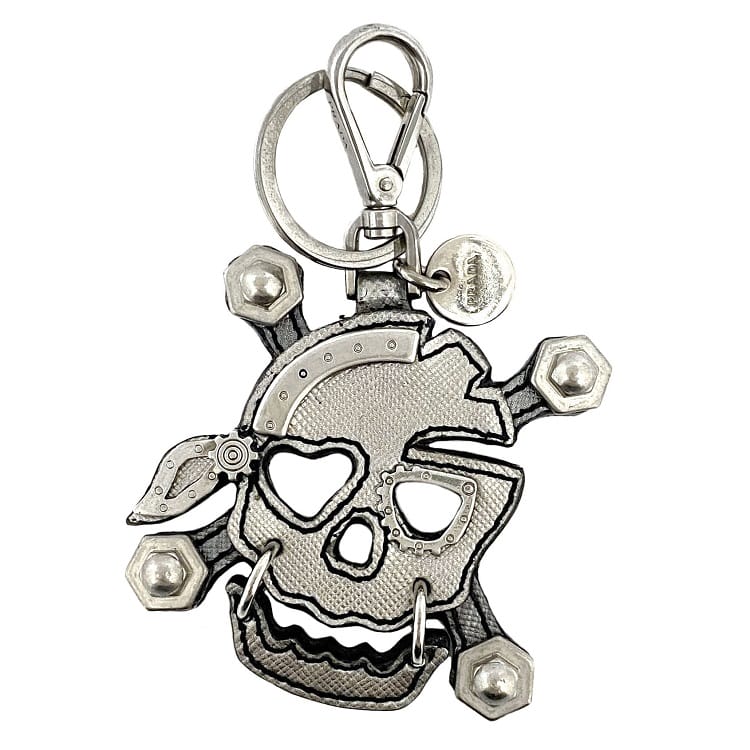 楽天市場】【送料無料】 プラダ チャーム シルバー ドクロ