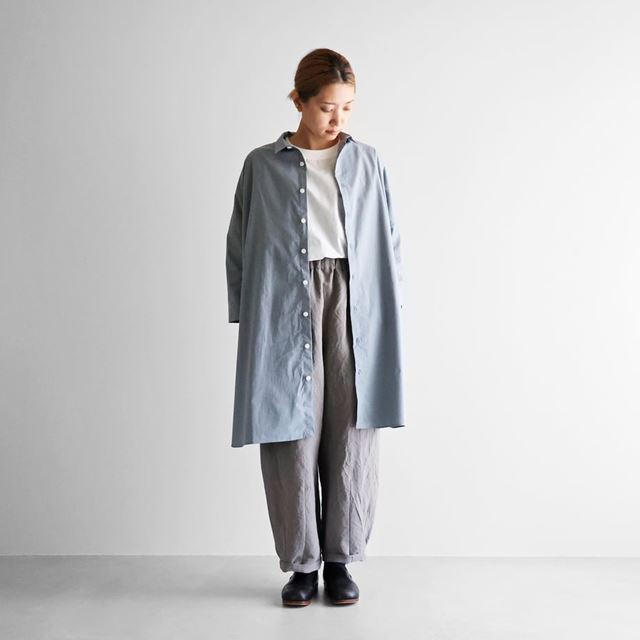 楽天市場】HUIS ハウス オーガニックコットンロングシャツ ブルー