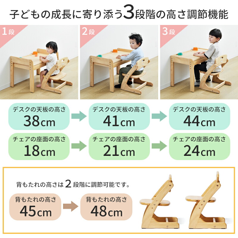 楽天市場】大和屋 Buono3 ブォーノ3 デスク＆チェア 木製 高さ調整