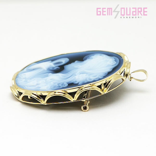 楽天市場】【K18YG】ストーンカメオ ブローチ兼トップ 女横顔 18.4g