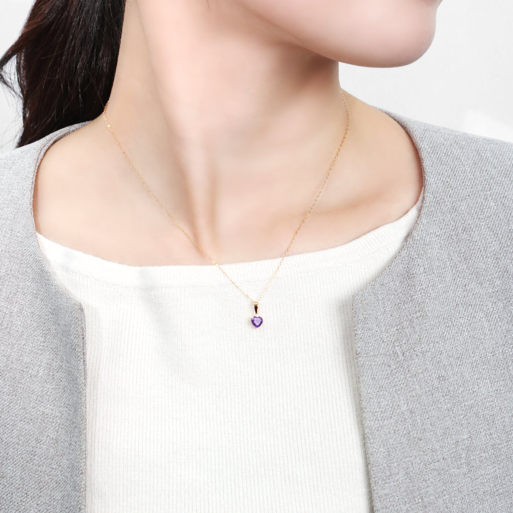 楽天市場】K18 Lucianna 天然 アメジスト プチ ハート ゴールド