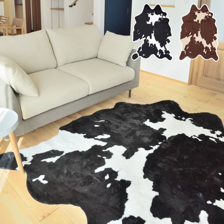 楽天市場】ラグ ウシ ( ジャングル アニマル柄 牛柄 牛柄調 オシャレ