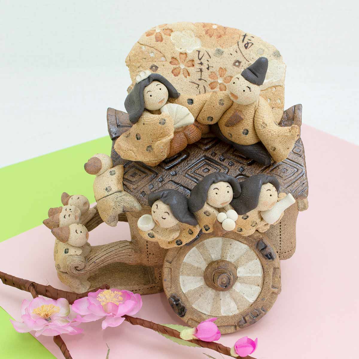 楽天市場】雛陶人形 おもしろ牛車 滝上真由美作 ひな人形置物 陶器