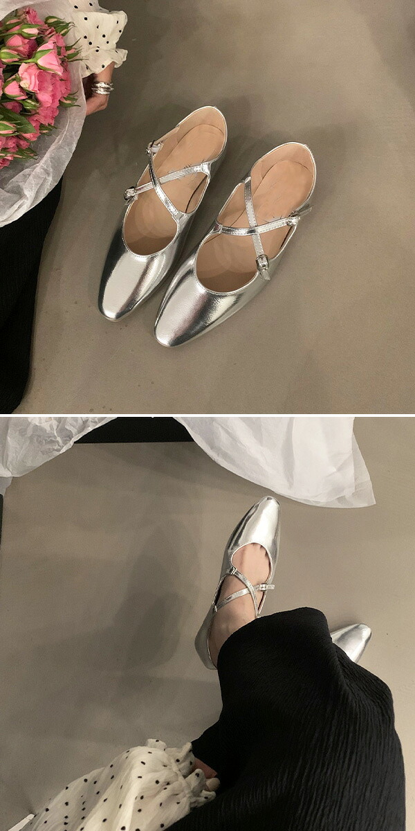 楽天市場】ストラップ付パンプス クロスストラップパンプス バレエ