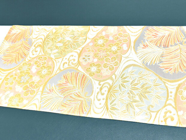 楽天市場】シルバー 西陣織 藤原謹製 正絹 高級袋帯 光琳寿文【お仕立