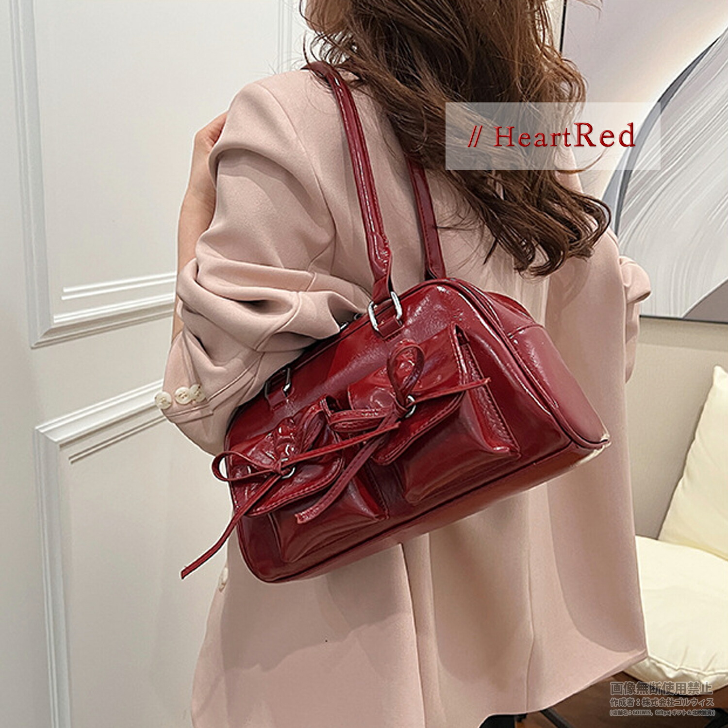 楽天市場】リボン付き エナメル ミニボストン ショルダー バッグ