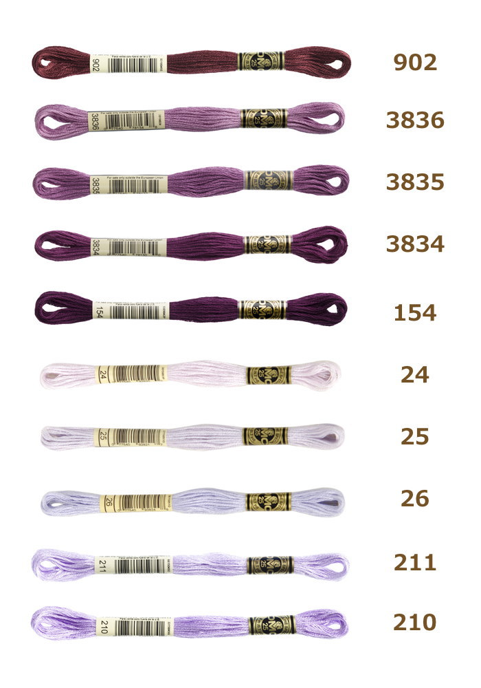 楽天市場】刺しゅう糸 DMC 25番糸 刺繍糸 その5 紫系 902〜3743番色