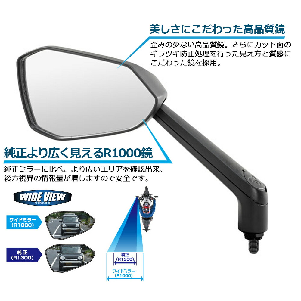 楽天市場】【 左右別売 片側1本 】 バイク ミラー タナックス