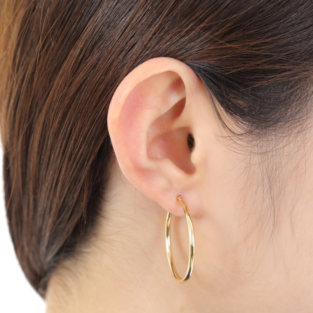 楽天市場】18金 フープピアス 2.0 × 30mm ゴールド メンズ レディース