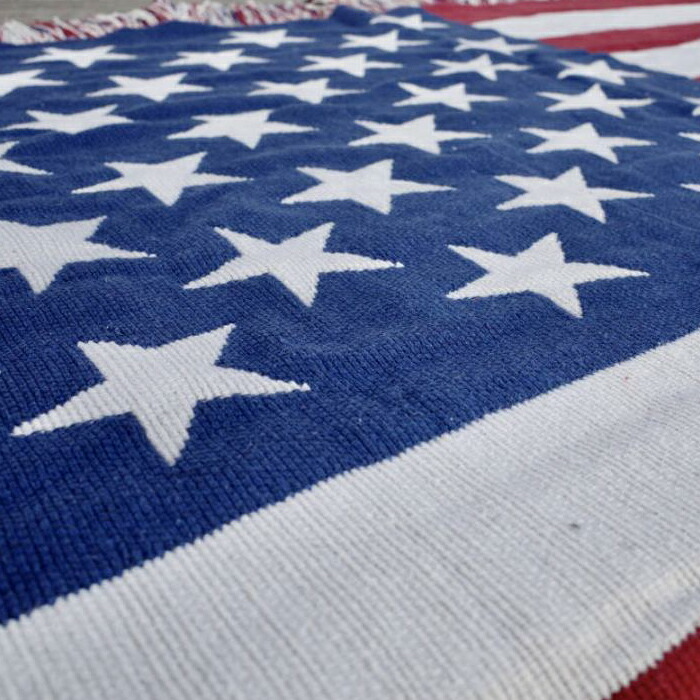楽天市場】星条旗 ラグマット (140×200cm) コットン100% フリンジ付き