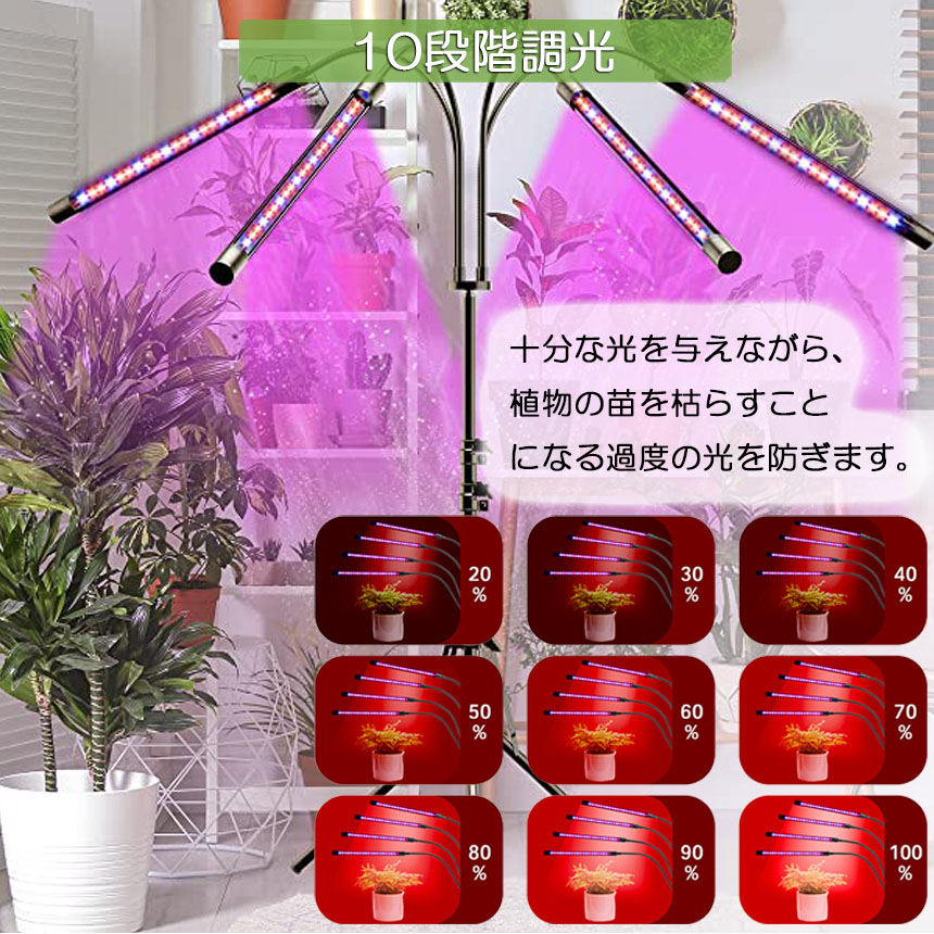 楽天市場】植物育成ライト LED植物育成灯 観葉植物 4ヘッド式ライト 5v