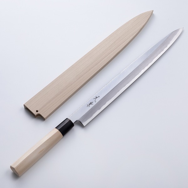 楽天市場】堺元兼 柳刃包丁 片刃 330mm 白紙2号水牛柄 木鞘付 極上品