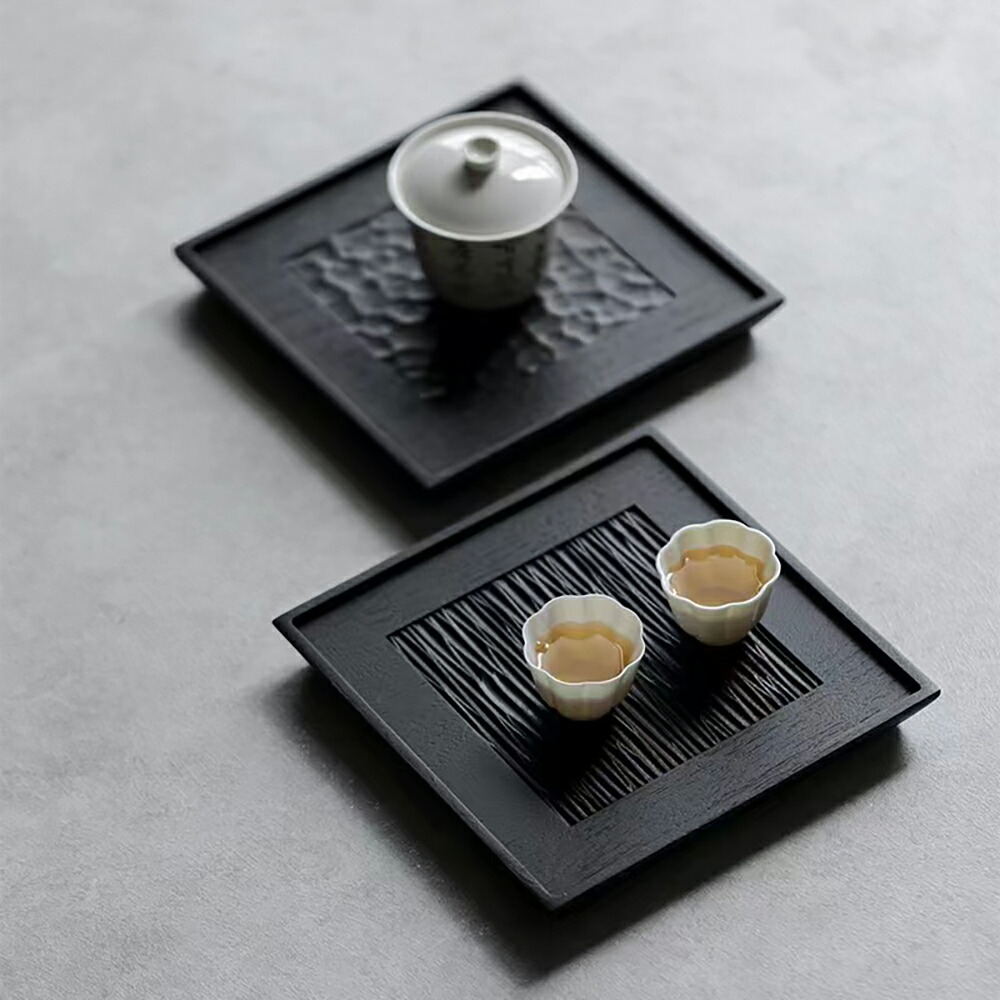 楽天市場】彫刻 手づくり 木製 トレー 黒 ブラック 配膳トレー 四角形