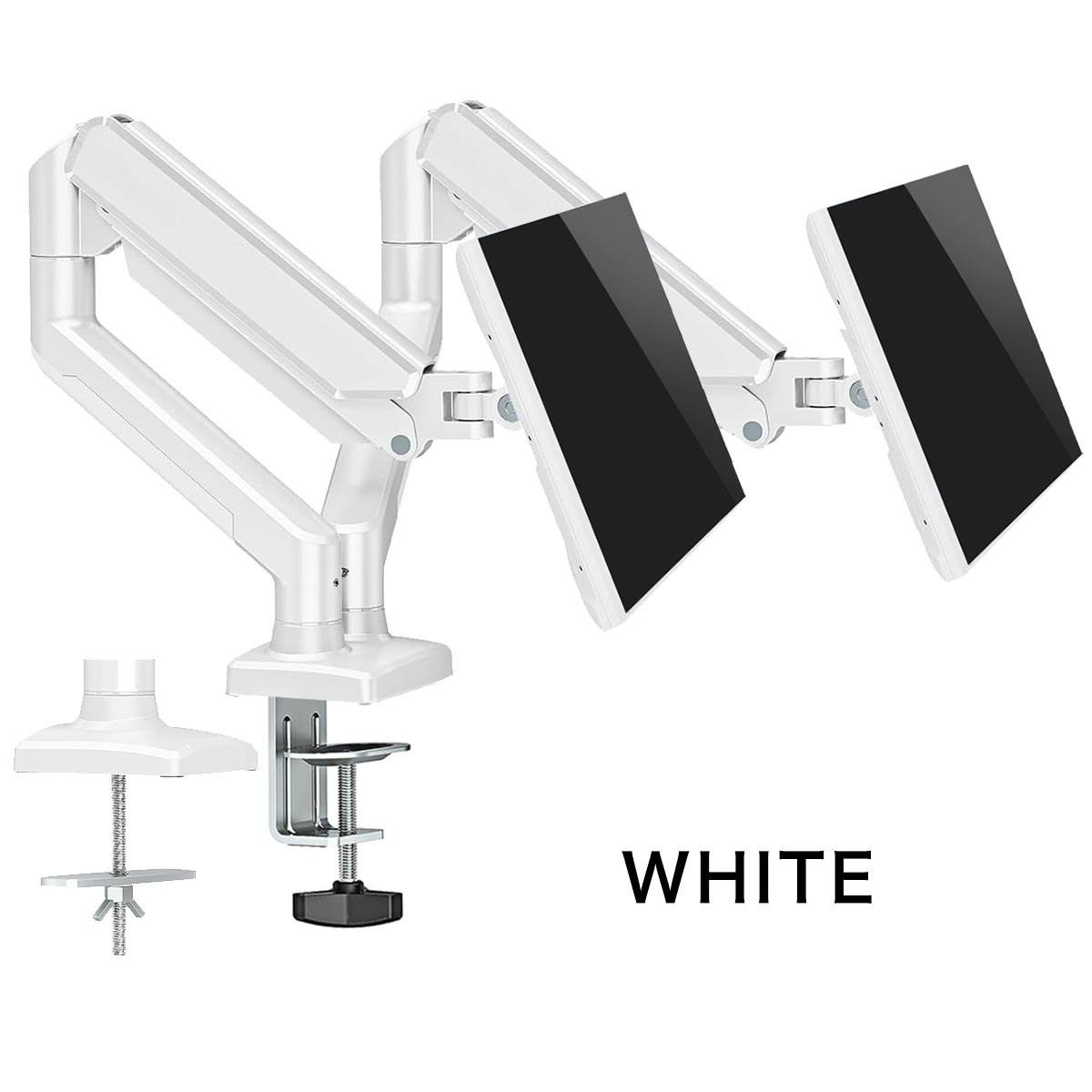 楽天市場】モニターアーム デュアル 白 ホワイト 黒 ブラック デュアル