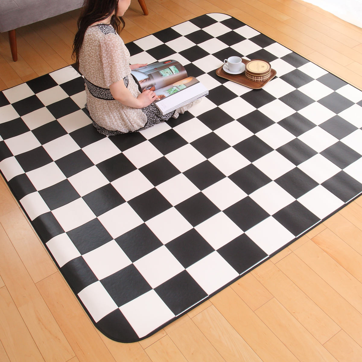 楽天市場】ラグ 182×300cm ラグマット チェッカー 既製サイズ （ 撥水
