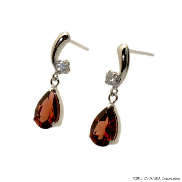 楽天市場】ガーネット ピアス K18ホワイトゴールド ペアシェイプ 4mm