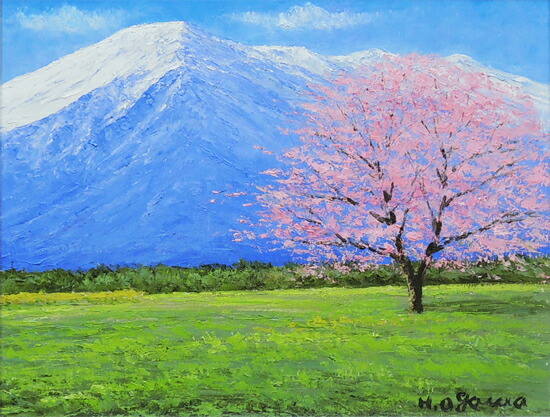 楽天市場】絵画 油絵 岩手山の桜 (小川久雄) 送料無料 【海・山