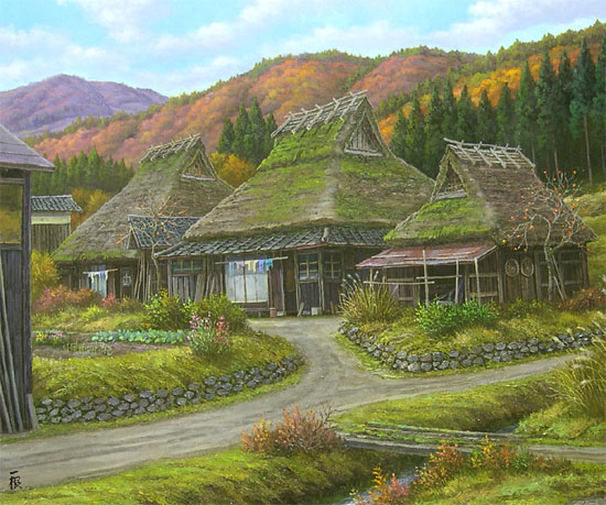 楽天市場】絵画 油絵 深秋の山里 京都美山 F30号 （猿渡一根） 送料