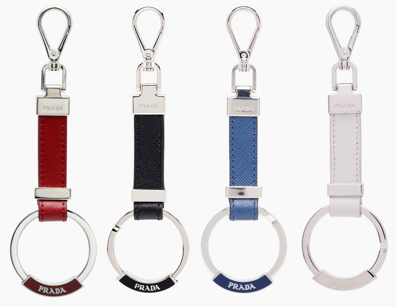 楽天市場】PRADA プラダキーリング＆カラビナフックロゴ刻印ブラック