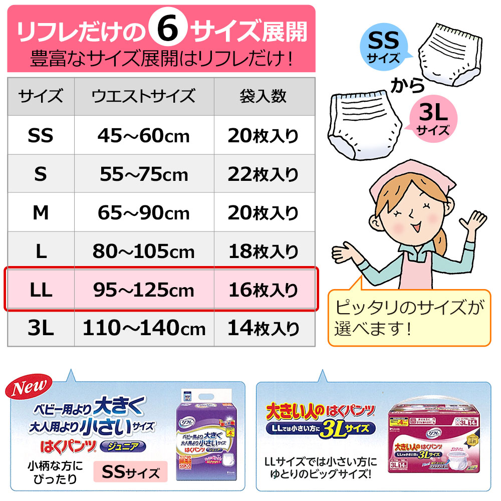 楽天市場】【当日発送】 リフレ 大人用紙おむつ パンツ LL はくパンツ