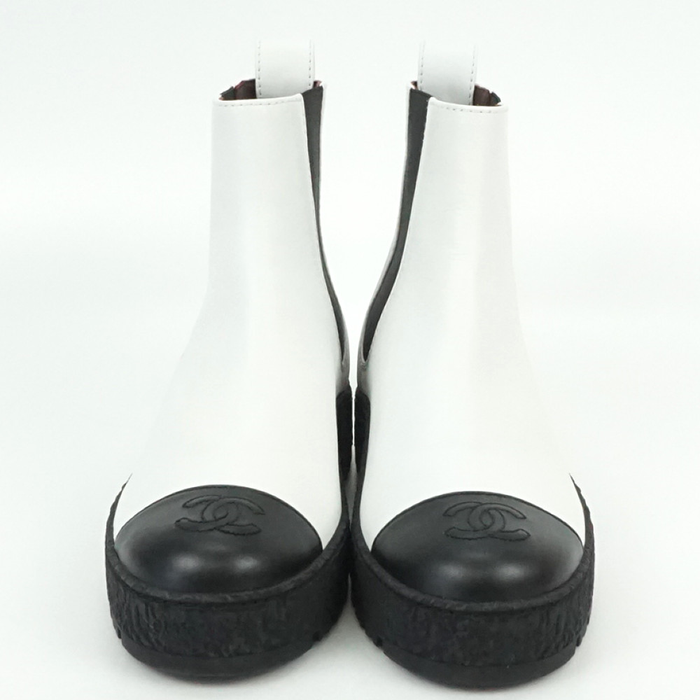 楽天市場】CHANEL シャネル G37927 アンクルブーツ ホワイト×ブラック
