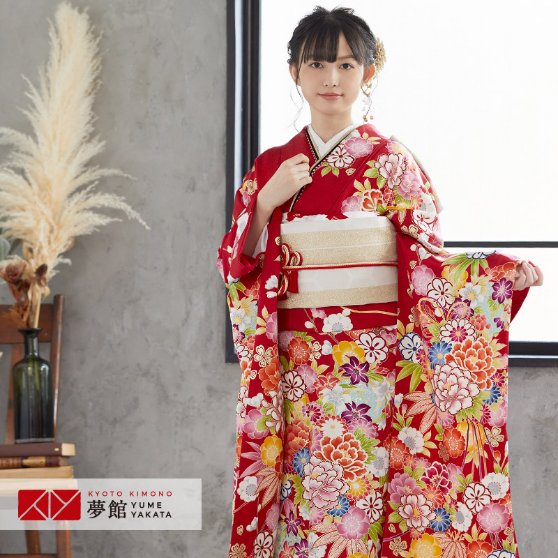 楽天市場】【成人式 振袖 レンタル】RS1019 正絹 赤 花紋に花くす玉