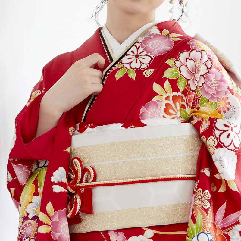 楽天市場】【成人式 振袖 レンタル】RS1019 正絹 赤 花紋に花くす玉