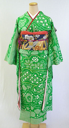 楽天市場】【レンタル 送料無料】 成人式 正絹振袖フルセット 「緑地に