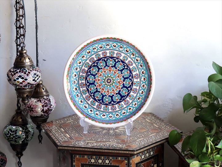 楽天市場】トルコ陶器 プレート 飾り皿 直径30cm キュタフヤ