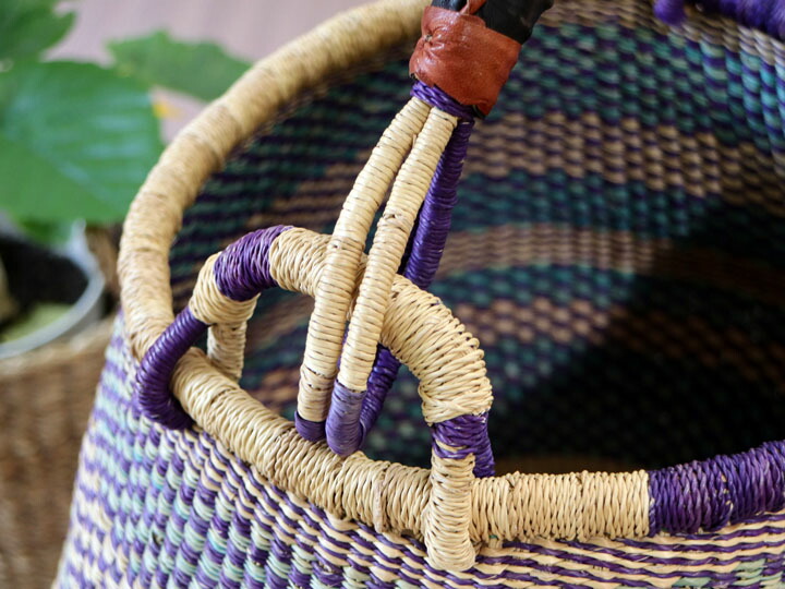 セール/新品/アフリカ ガーナ製/ブルキナボルガ バスケット/44×46cm