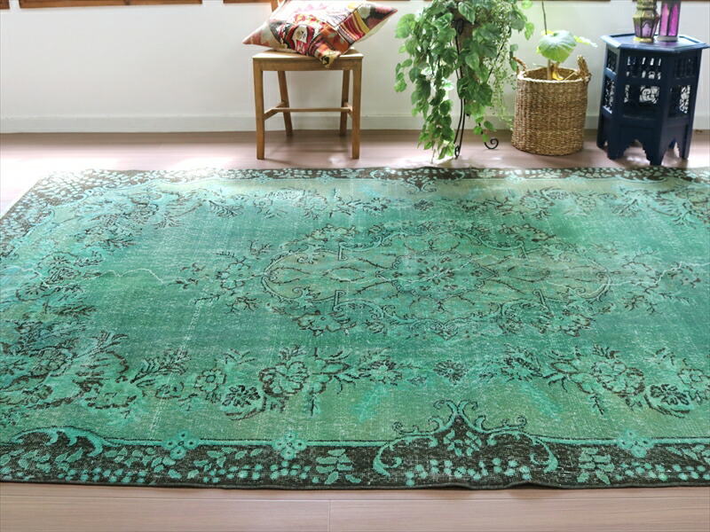 楽天市場】オーバーダイド ヴィンテージラグ グリーン 299×196cm