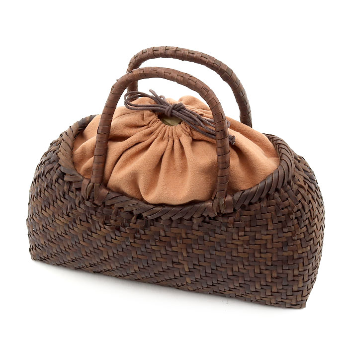楽天市場】胡桃 かごバッグ くるみかごバッグ 巾着 網代編み 焦げ茶