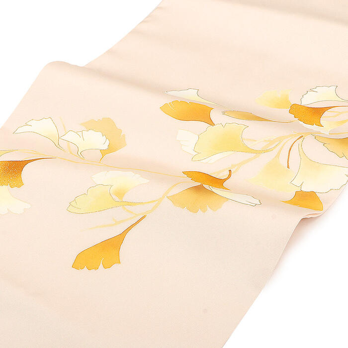 楽天市場】名古屋帯 正絹 ピンクベージュ 九寸 帯 銀杏 いちょう 白木