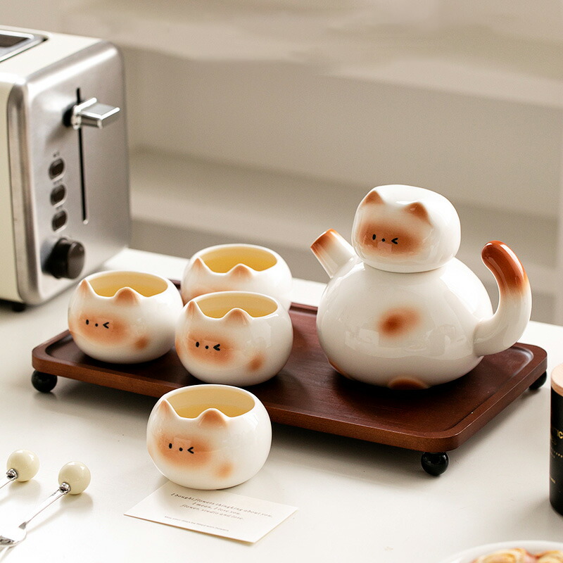 楽天市場】かわいいシャム猫顔 ティーポット 陶磁器 おしゃれティー