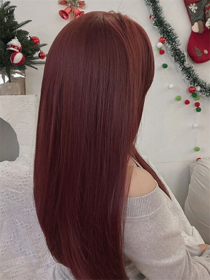 楽天市場】合成耐熱ストレートヘア前髪ウィッグ 赤 24インチ 全頭編