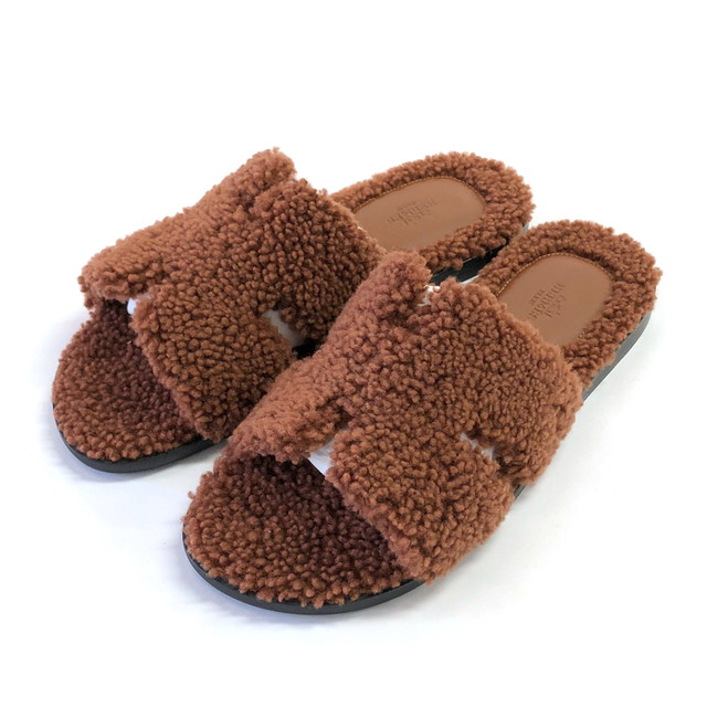 楽天市場】HERMES エルメス サンダル オラン コニャック シープスキン