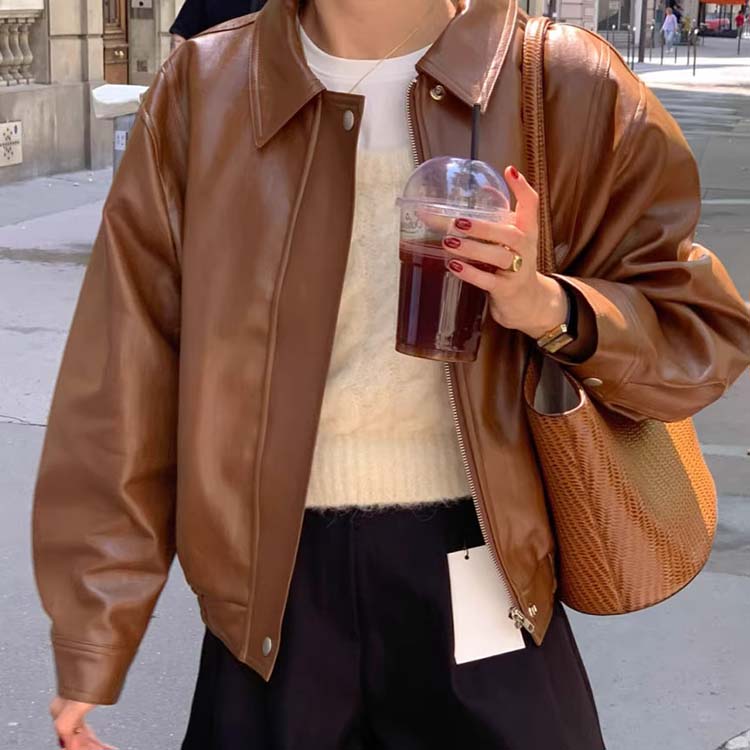 楽天市場】PUレザー ジャケット フェイクレザー 長袖 アウター