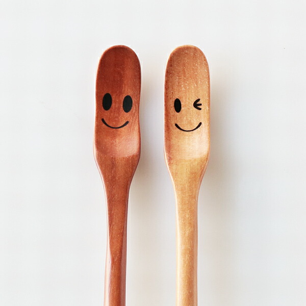 楽天市場】スプーン 19cm マドラースプーン ニコニコ＆ウィンク 木製